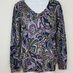 Talbots Paisley Italian Wool Sweater Large
